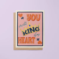 King of My Heart Queen of My Heart greeting card MangoIllustrated