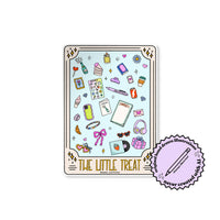 The Little Treat Tarot Card sticker with the MangoIllustrated original hand drawn illustrations, never created with AI badge