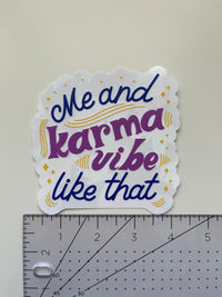 Me and Karma Vibe Like That PURPLE Suncatcher sticker MangoIllustrated