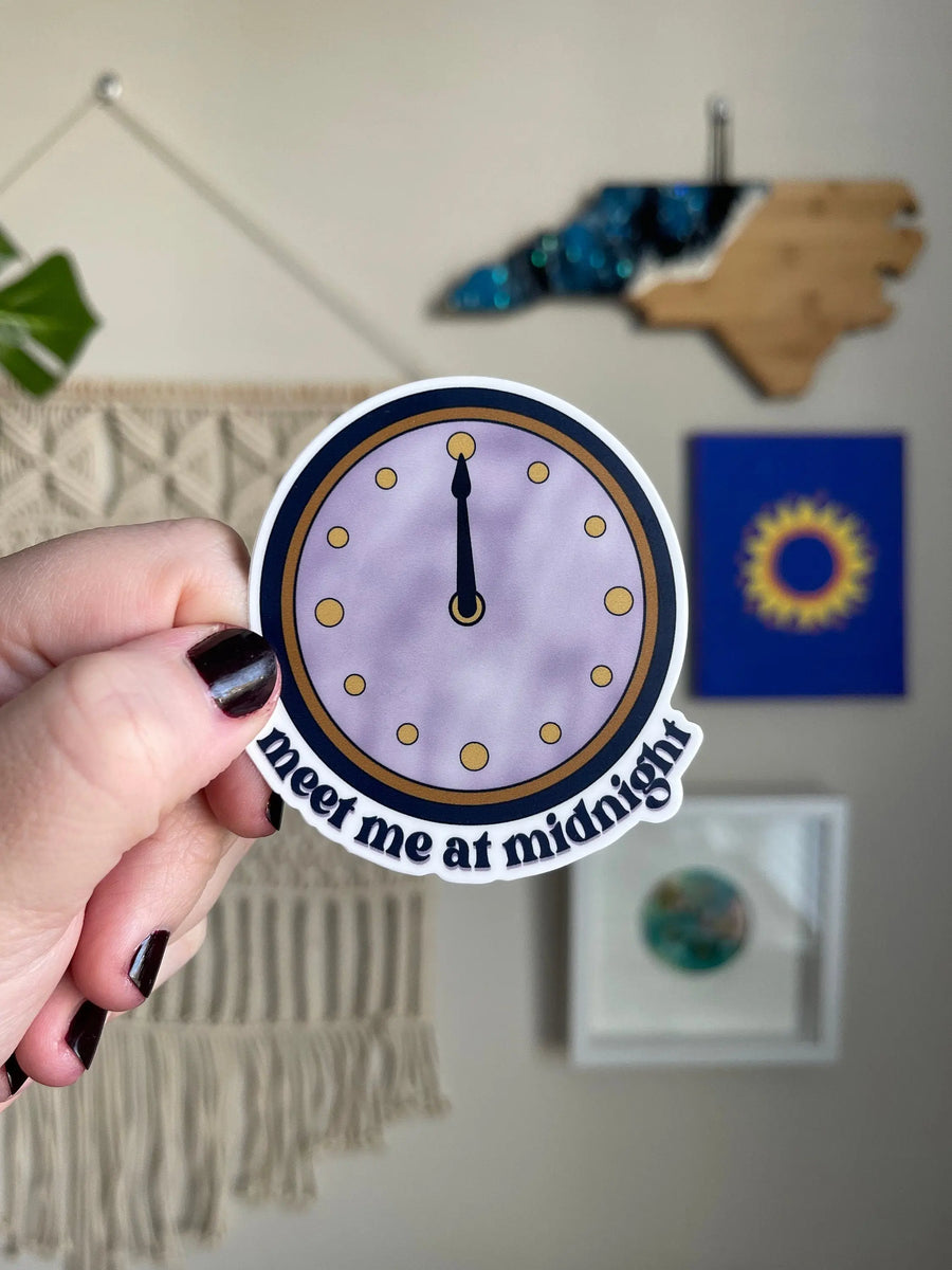 Meet Me At Midnight clock sticker MangoIllustrated