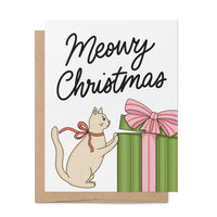 Meowy Christmas card — illustrated cat lover holiday card by MangoIllustrated