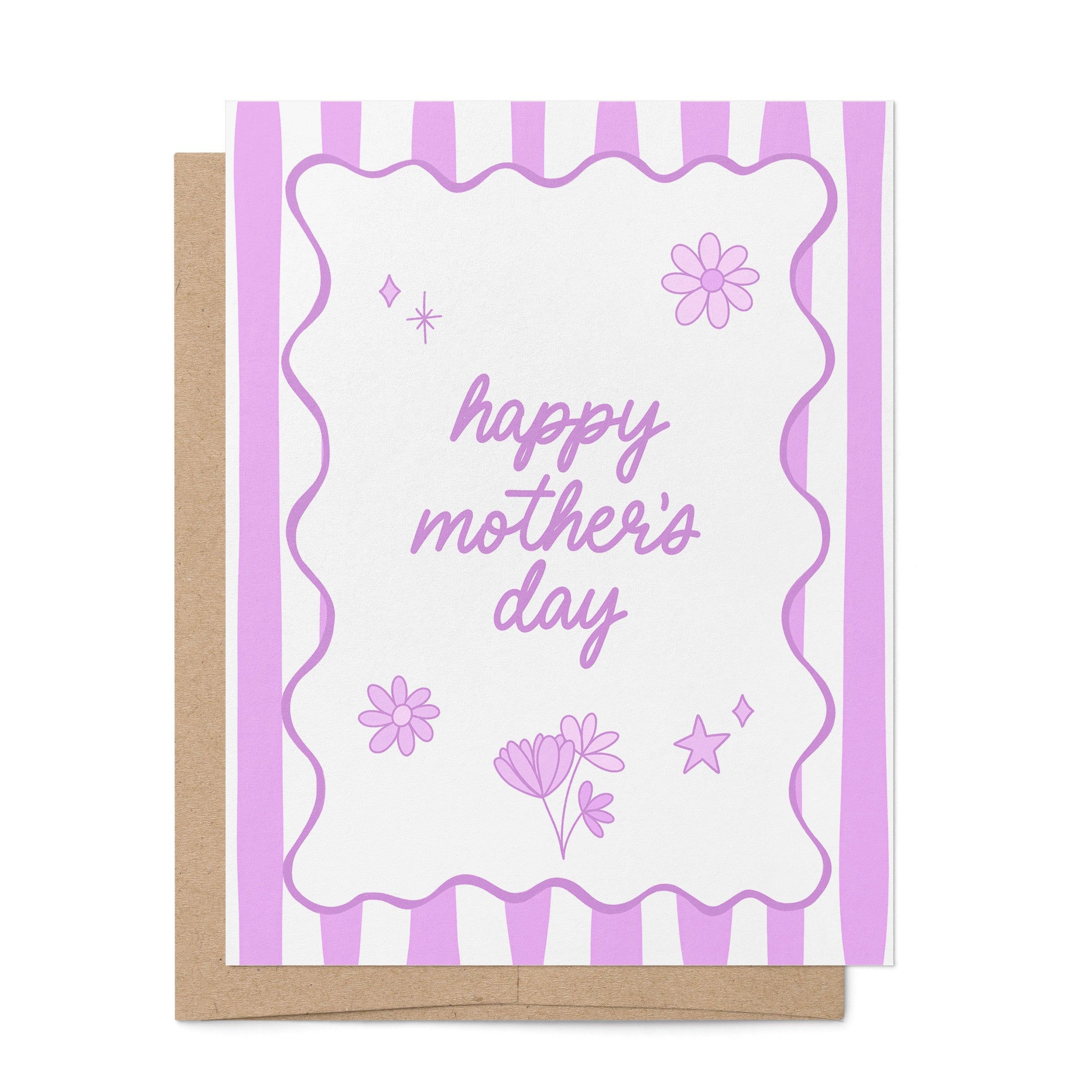 Happy Mother's Day illustrated greeting card by MangoIllustrated — retro stripes mom icons