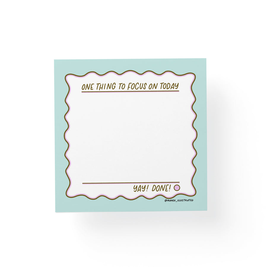 One Thing To Focus On sticky notes — ADHD friendly illustrated 3x3 in sticky notes by MangoIllustrated