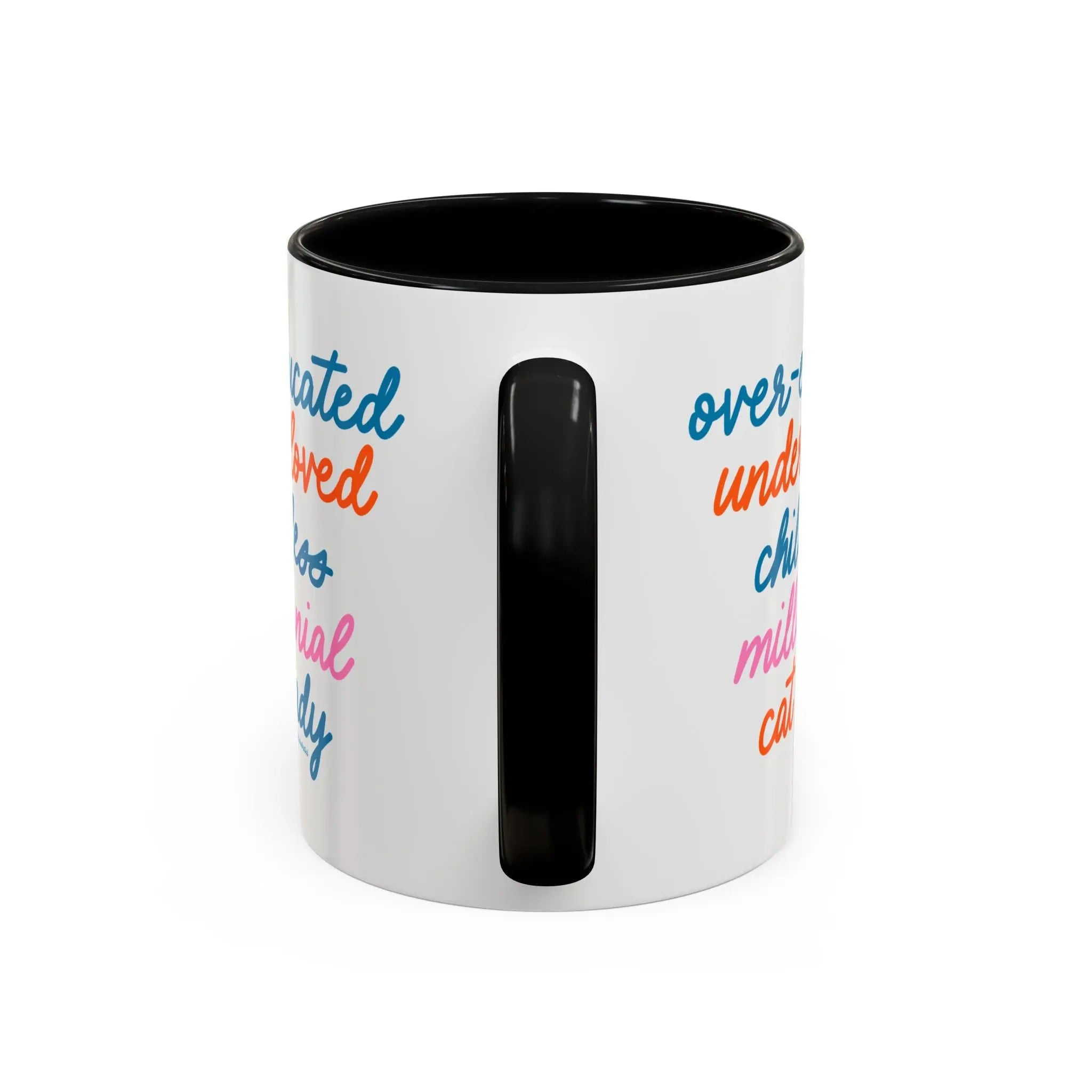 Over - educated under - loved childless millennial Cat Lady Mug - MangoIllustrated - Mug