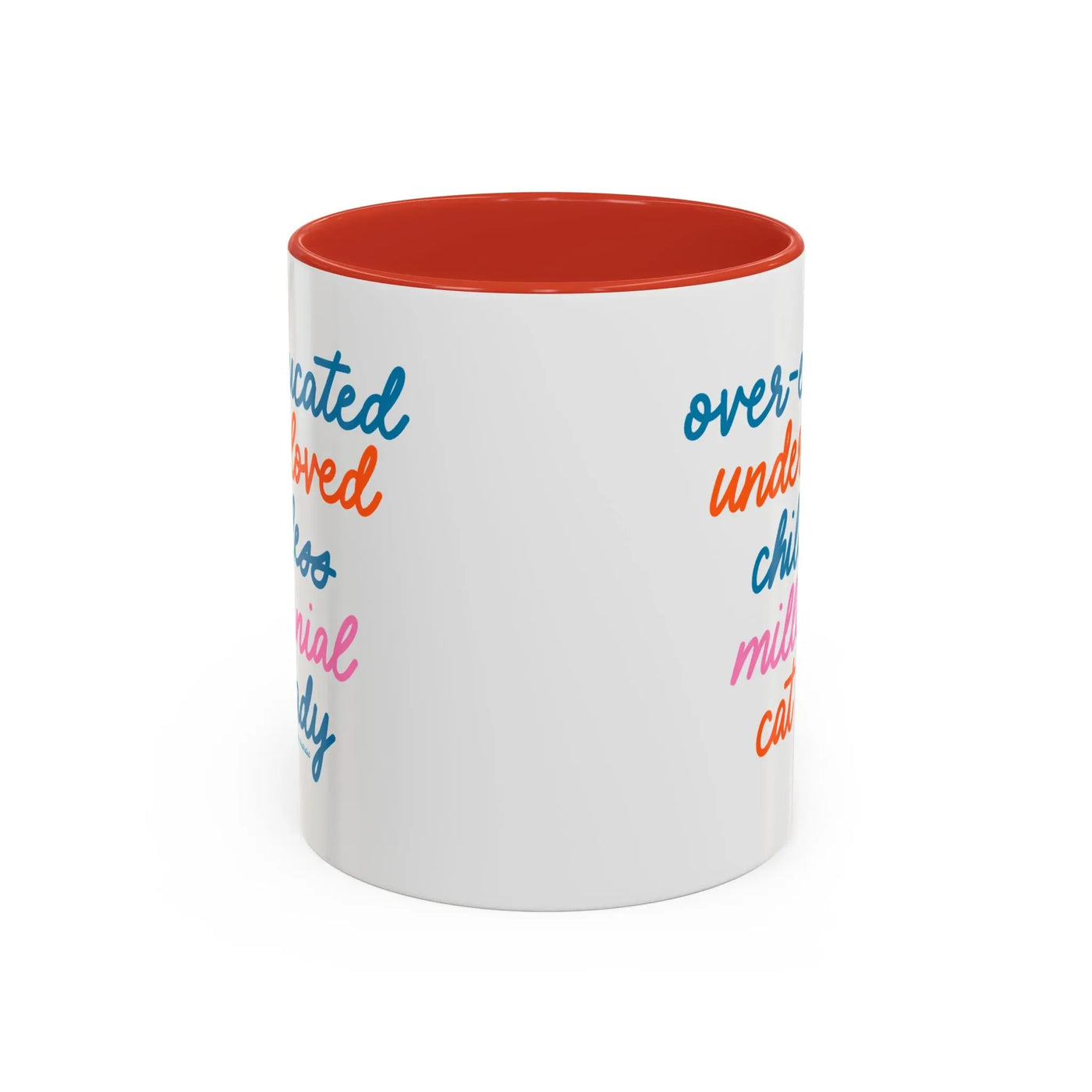 Over - educated under - loved childless millennial Cat Lady Mug - MangoIllustrated - Mug