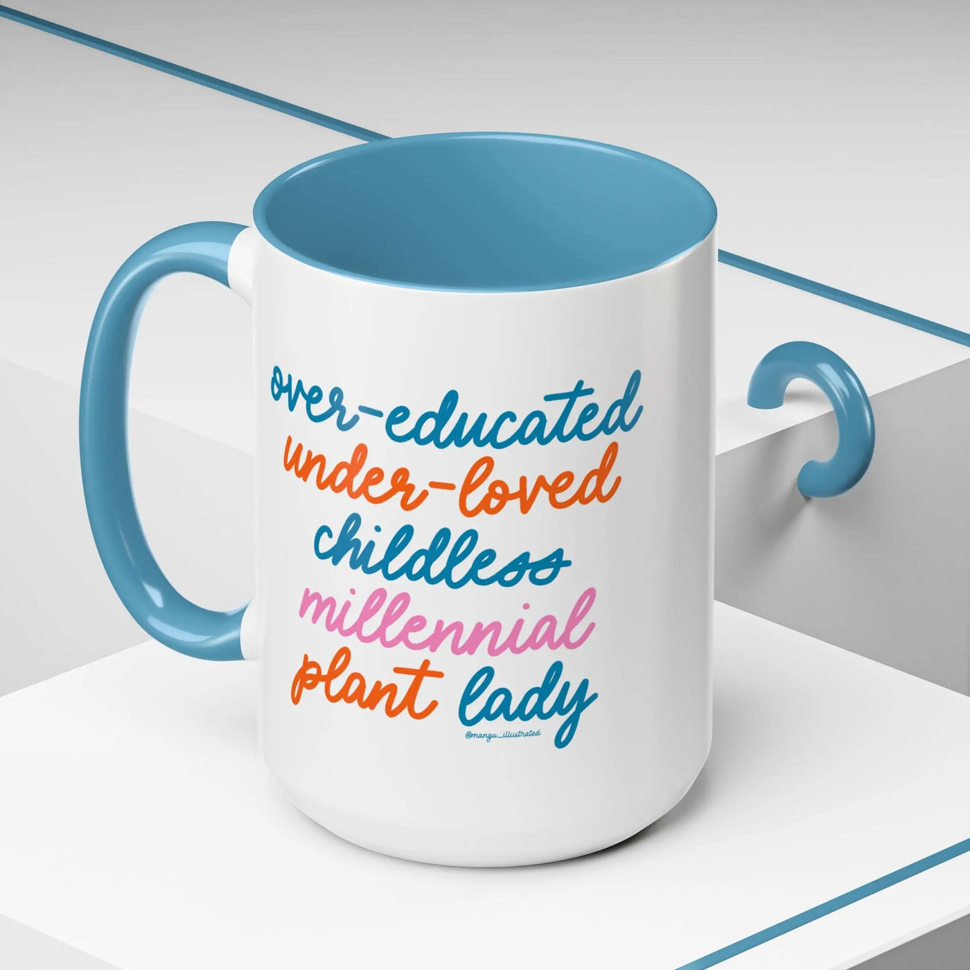 Over - educated under - loved childless millennial Plant Lady Mug - MangoIllustrated - Mug