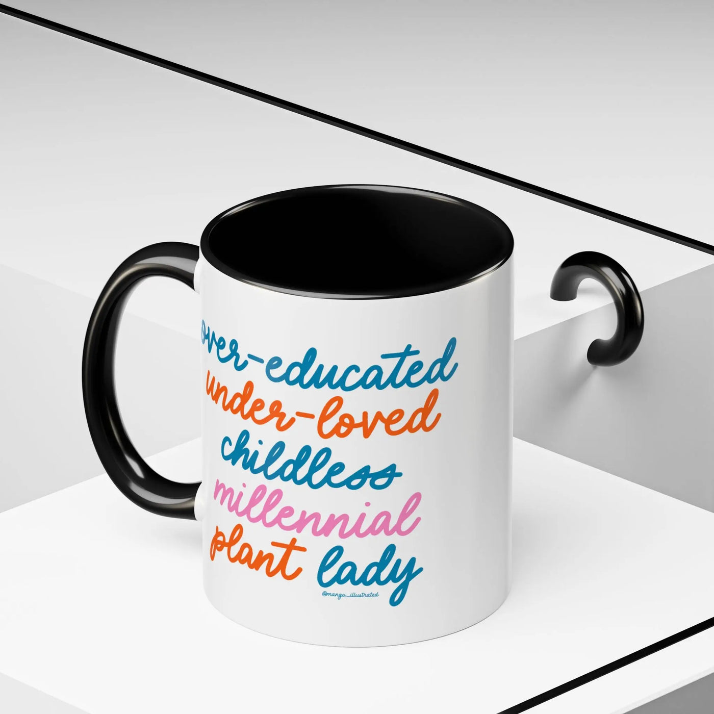 Over - educated under - loved childless millennial Plant Lady Mug - MangoIllustrated - Mug