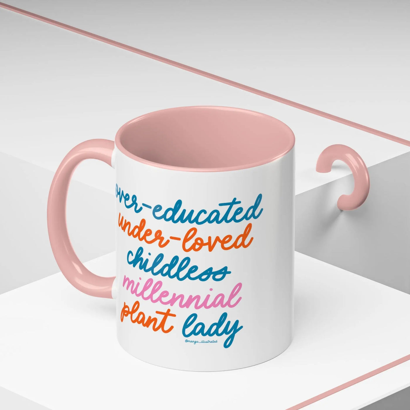 Over - educated under - loved childless millennial Plant Lady Mug - MangoIllustrated - Mug