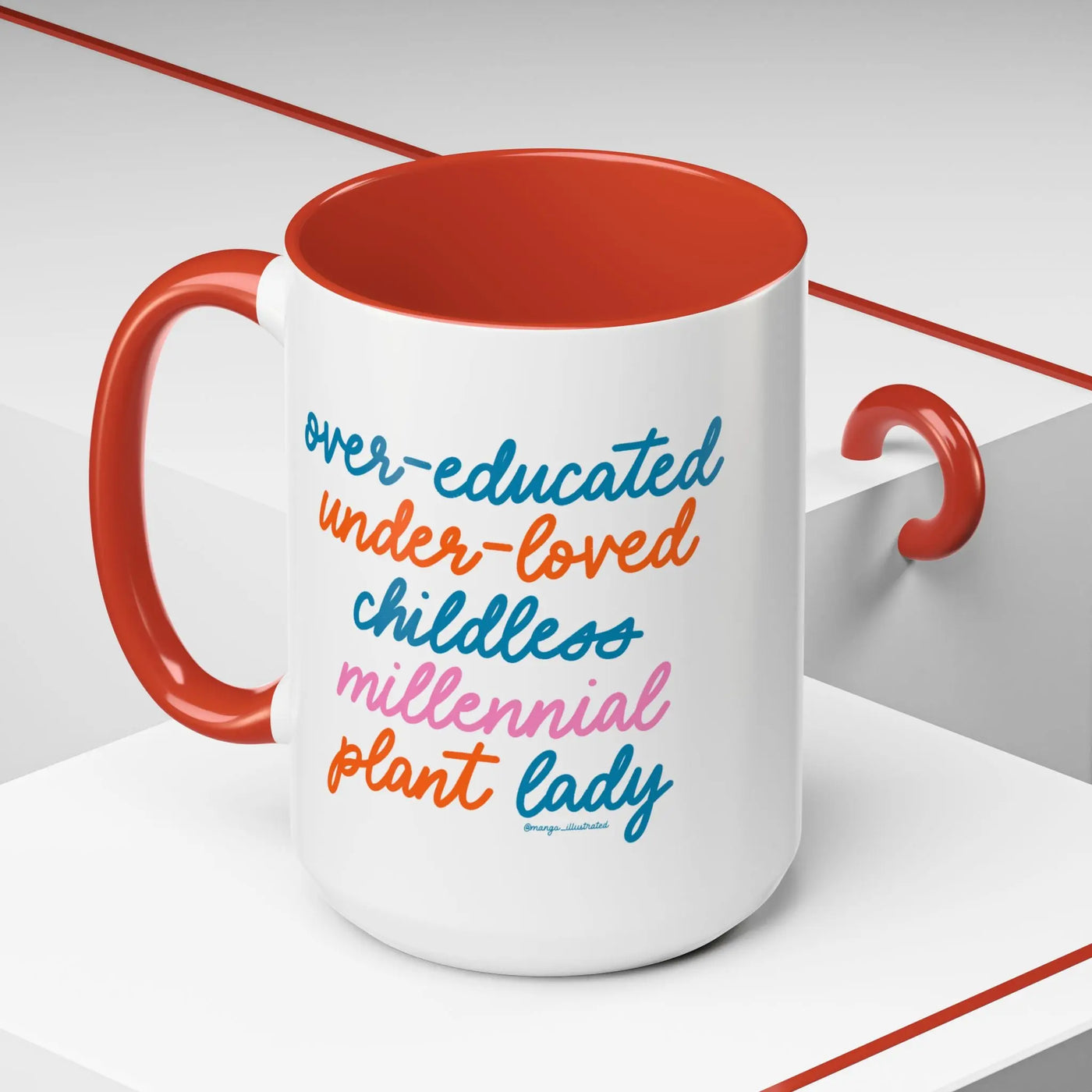 Over - educated under - loved childless millennial Plant Lady Mug - MangoIllustrated - Mug