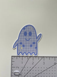 Periwinkle blue disco ball ghost sticker MangoIllustrated
