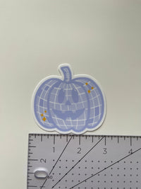 Periwinkle blue disco ball pumpkin sticker MangoIllustrated