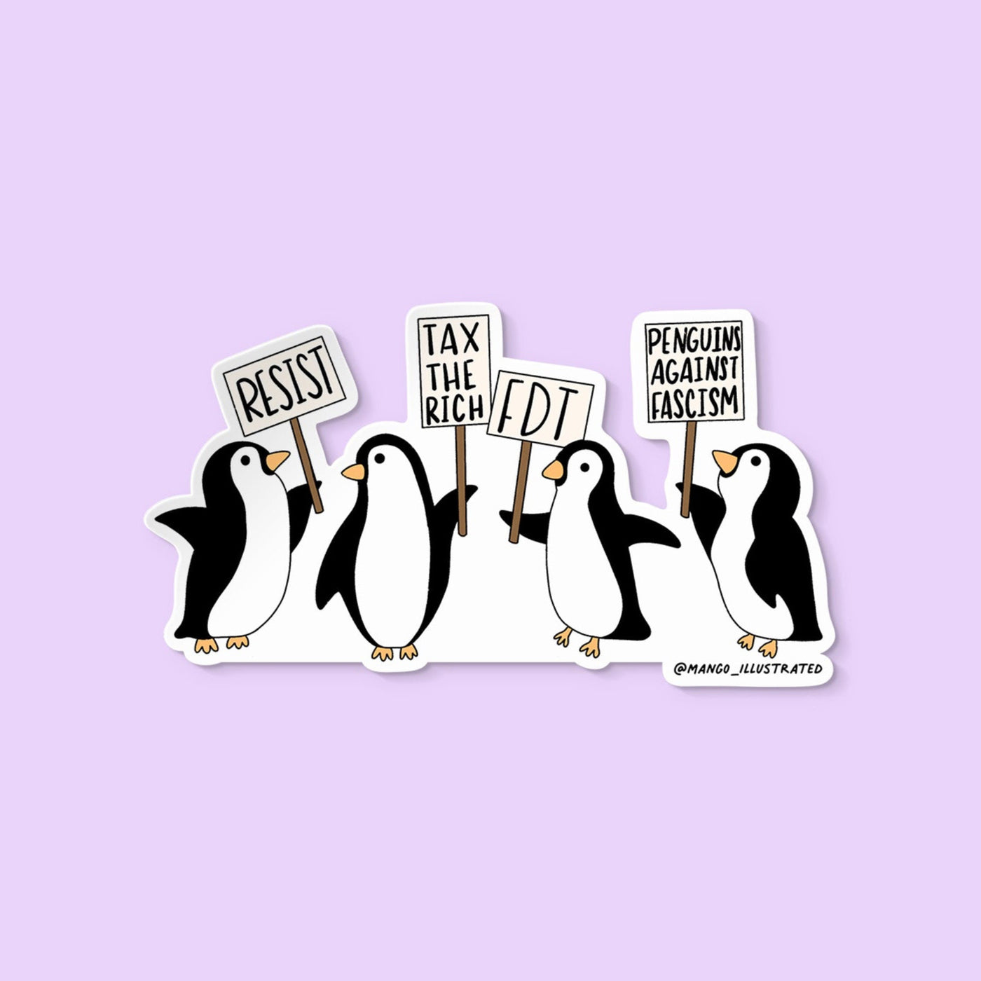 marching penguins sticker - protesting penguins sticker