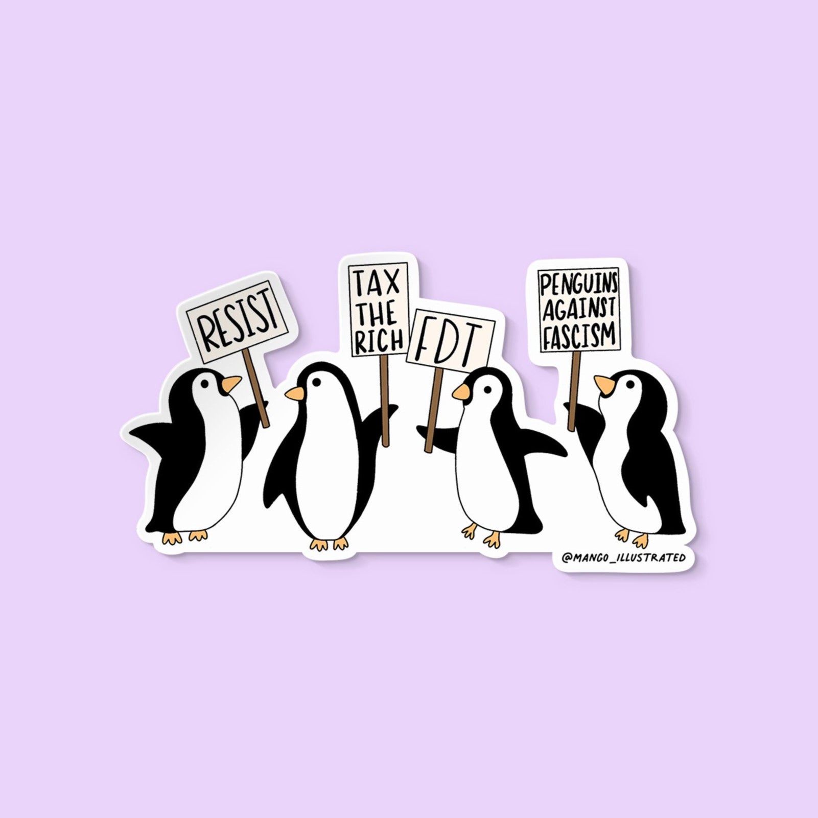marching penguins sticker - protesting penguins sticker