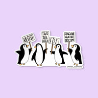 marching penguins sticker - protesting penguins sticker