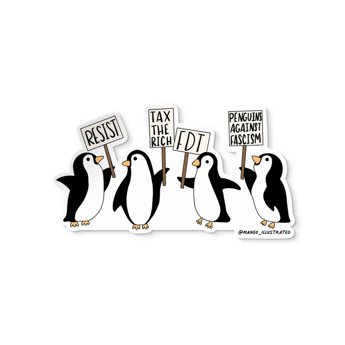 marching penguins sticker - protesting penguins sticker
