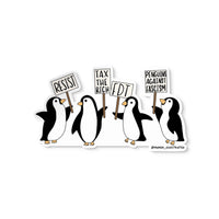 marching penguins sticker - protesting penguins sticker