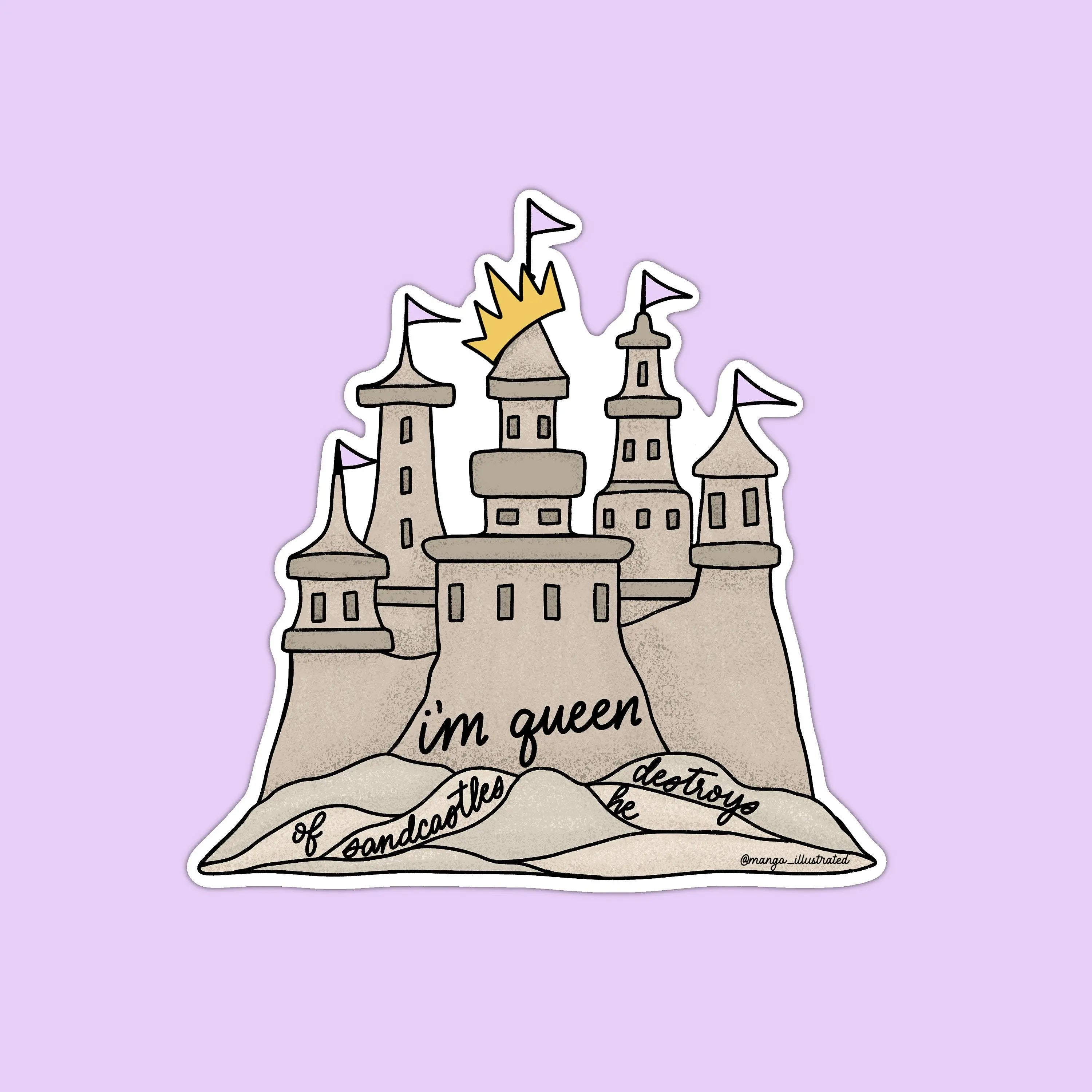 Queen of sandcastles sticker MangoIllustrated