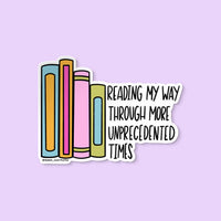 reading my way through more unprecedented times book sticker