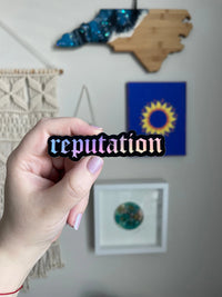 Reputation holographic sticker MangoIllustrated