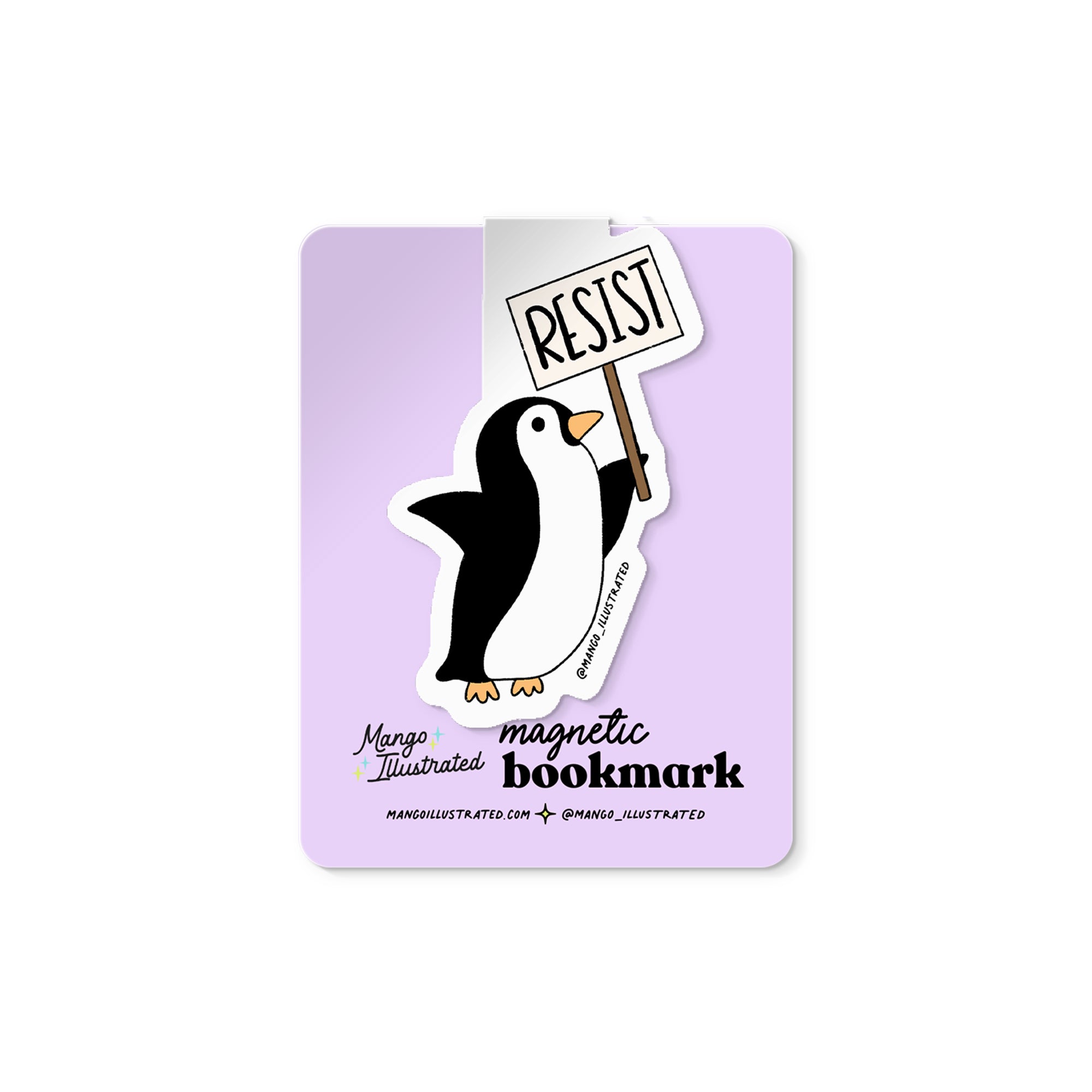 Protesting Penguin magnetic bookmark