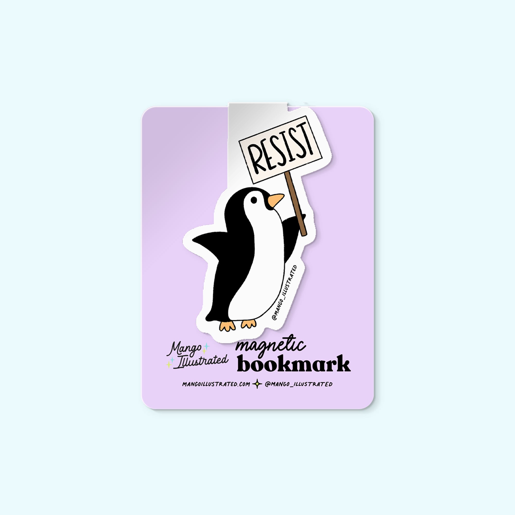 Protesting Penguin magnetic bookmark