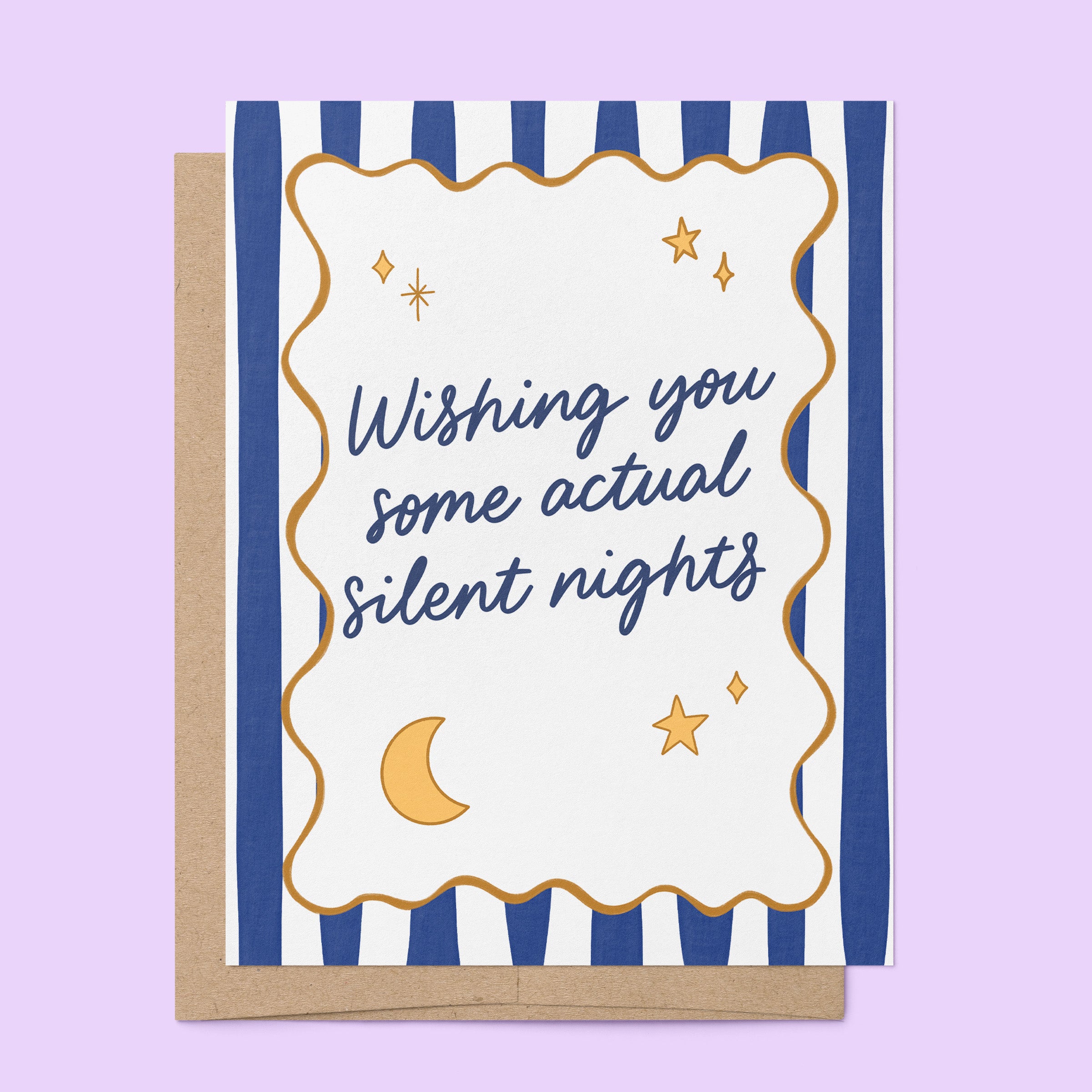 Silent Nights holiday card — wishing you actual silent nights illustrated greeting card by MangoIllustrated