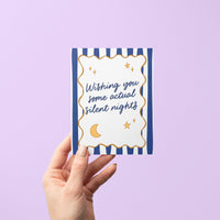 Silent Nights card detail — hand lettered illustrated holiday card by MangoIllustrated