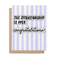 The Situationship is Over funny breakup card by MangoIllustrated — retro stripes congratulations
