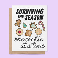 Surviving the Season Cookie card — hand lettered illustrated holiday card by MangoIllustrated