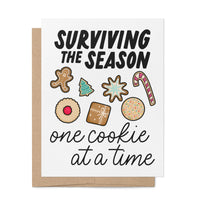 Surviving the Season card styled — hand drawn cookie illustrated holiday card by MangoIllustrated