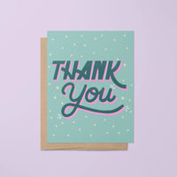 Thank You card - teal and pink MangoIllustrated
