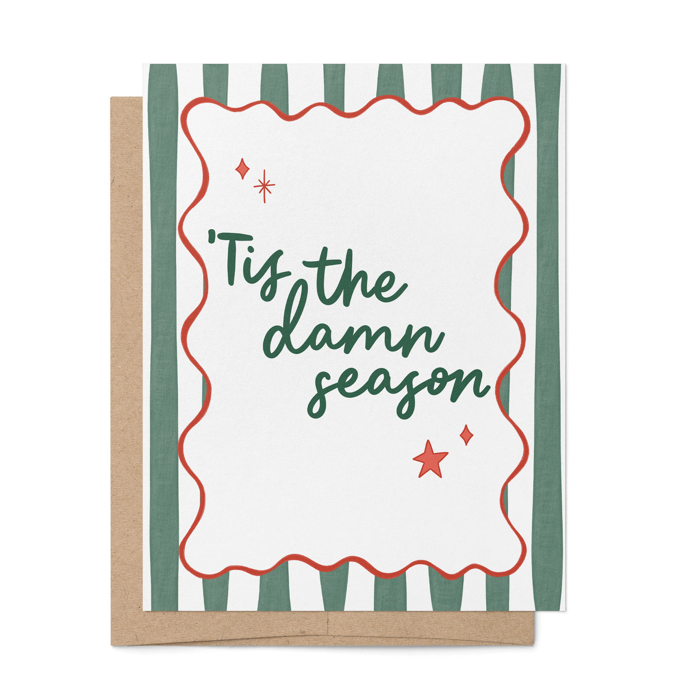 Tis the Damn Season card — retro illustrated holiday card by MangoIllustrated