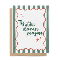 Tis the Damn Season card — retro illustrated holiday card by MangoIllustrated