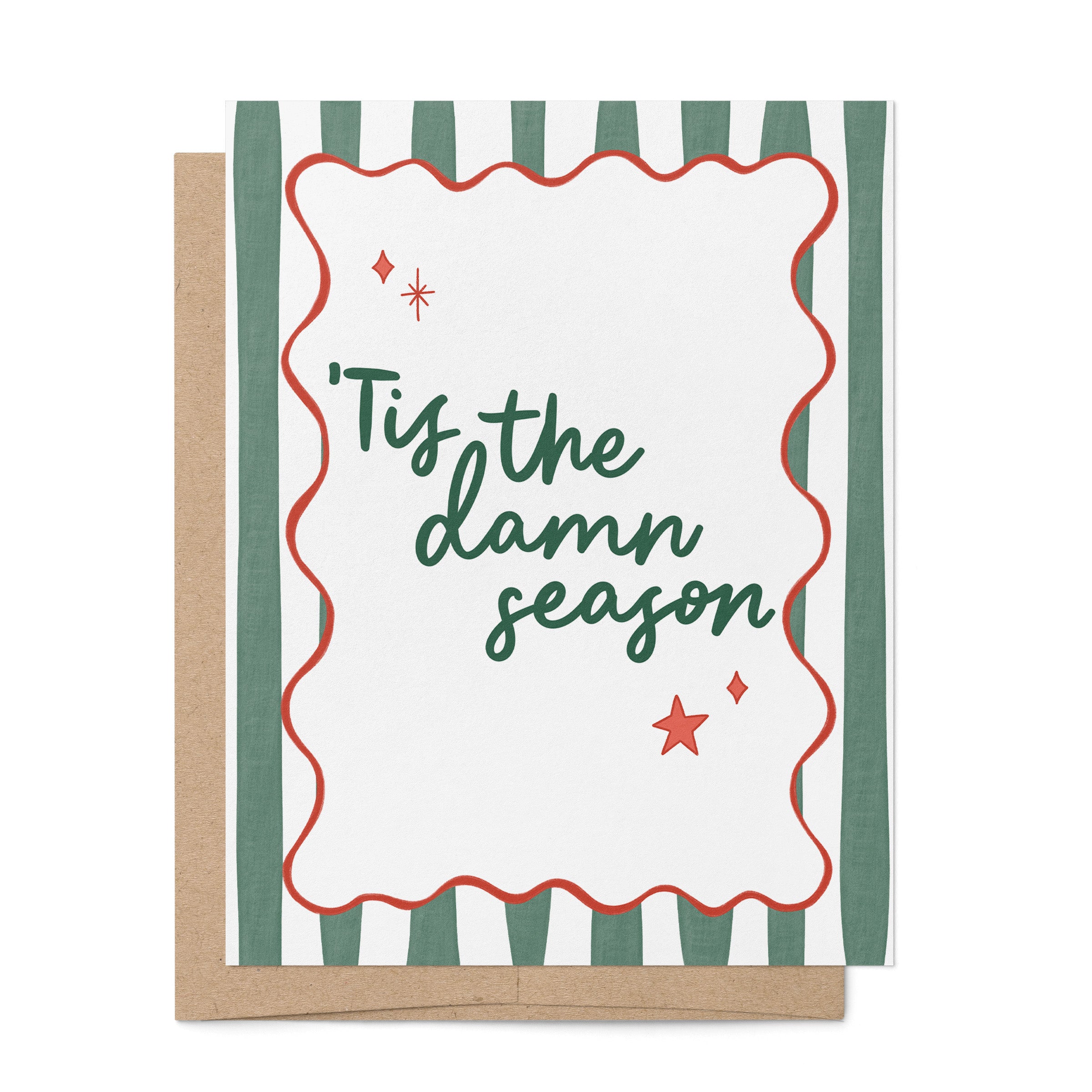 Tis the Damn Season card — retro illustrated holiday card by MangoIllustrated