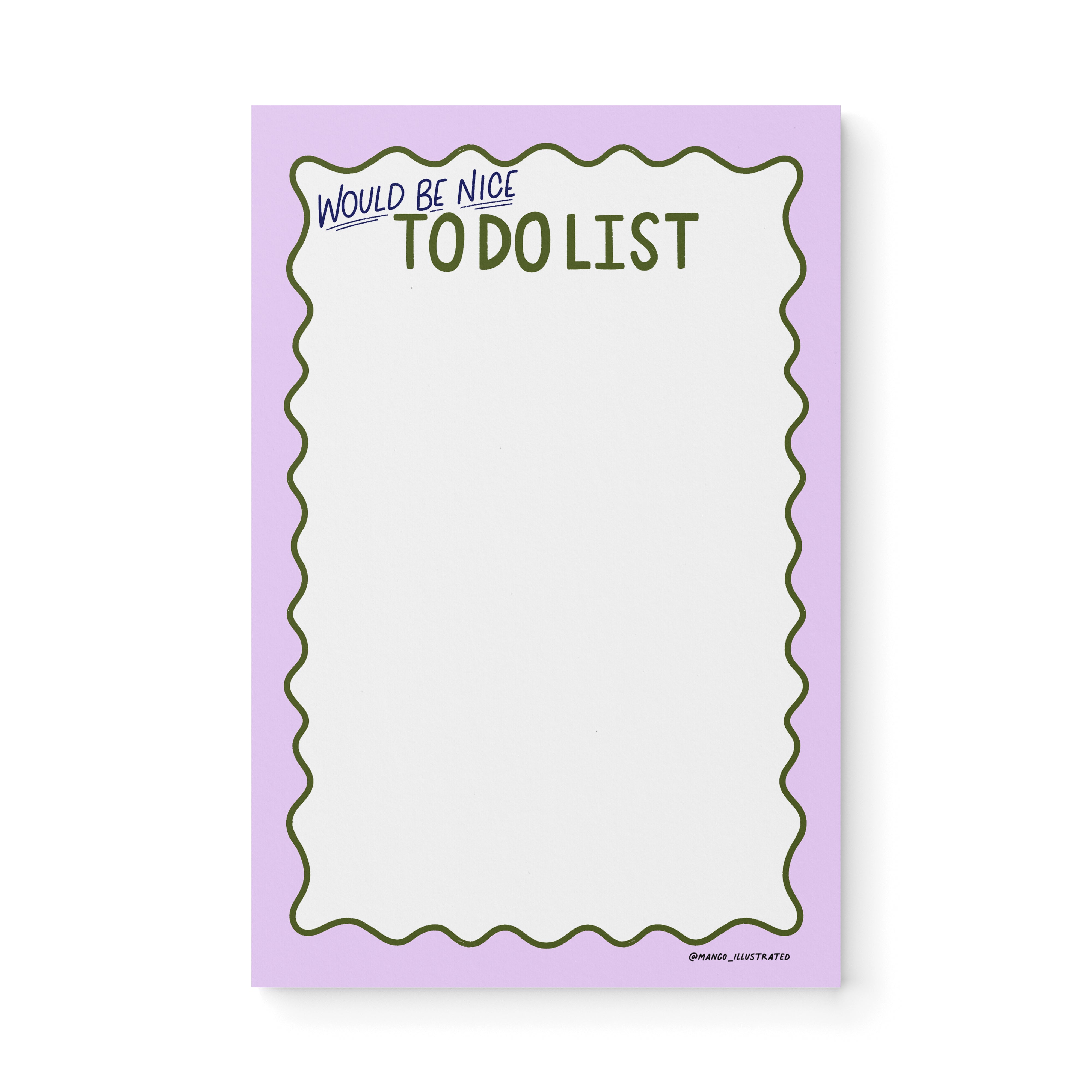 Would Be Nice To Do List notepad — low pressure illustrated to do list notepad, 8.5 x 5.5 in, by MangoIllustrated