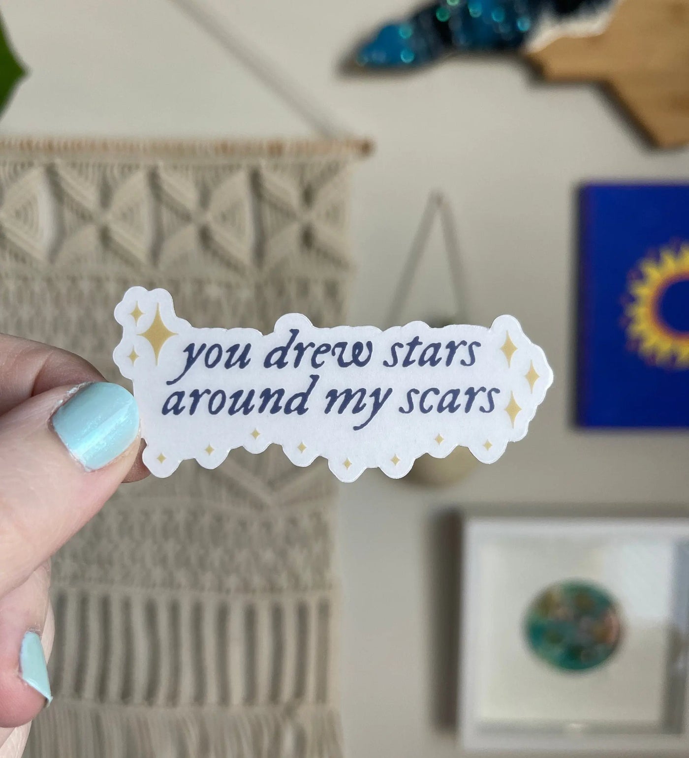 You drew stars around my scars CLEAR sticker MangoIllustrated