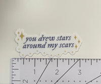 You drew stars around my scars CLEAR sticker MangoIllustrated