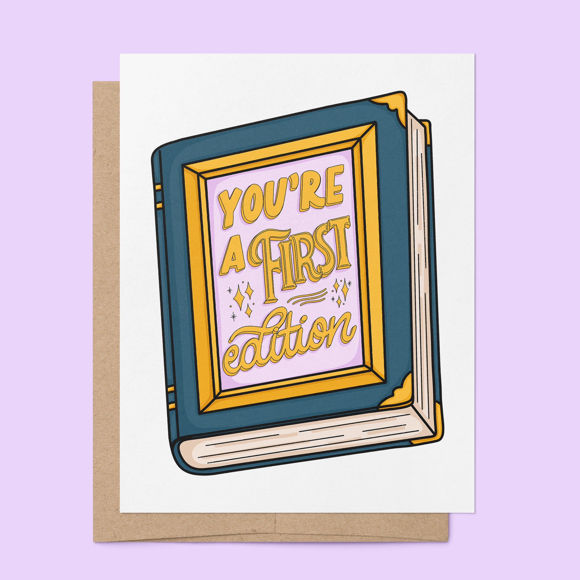 You're a First Edition card flat — illustrated birthday card for book lovers by MangoIllustrated