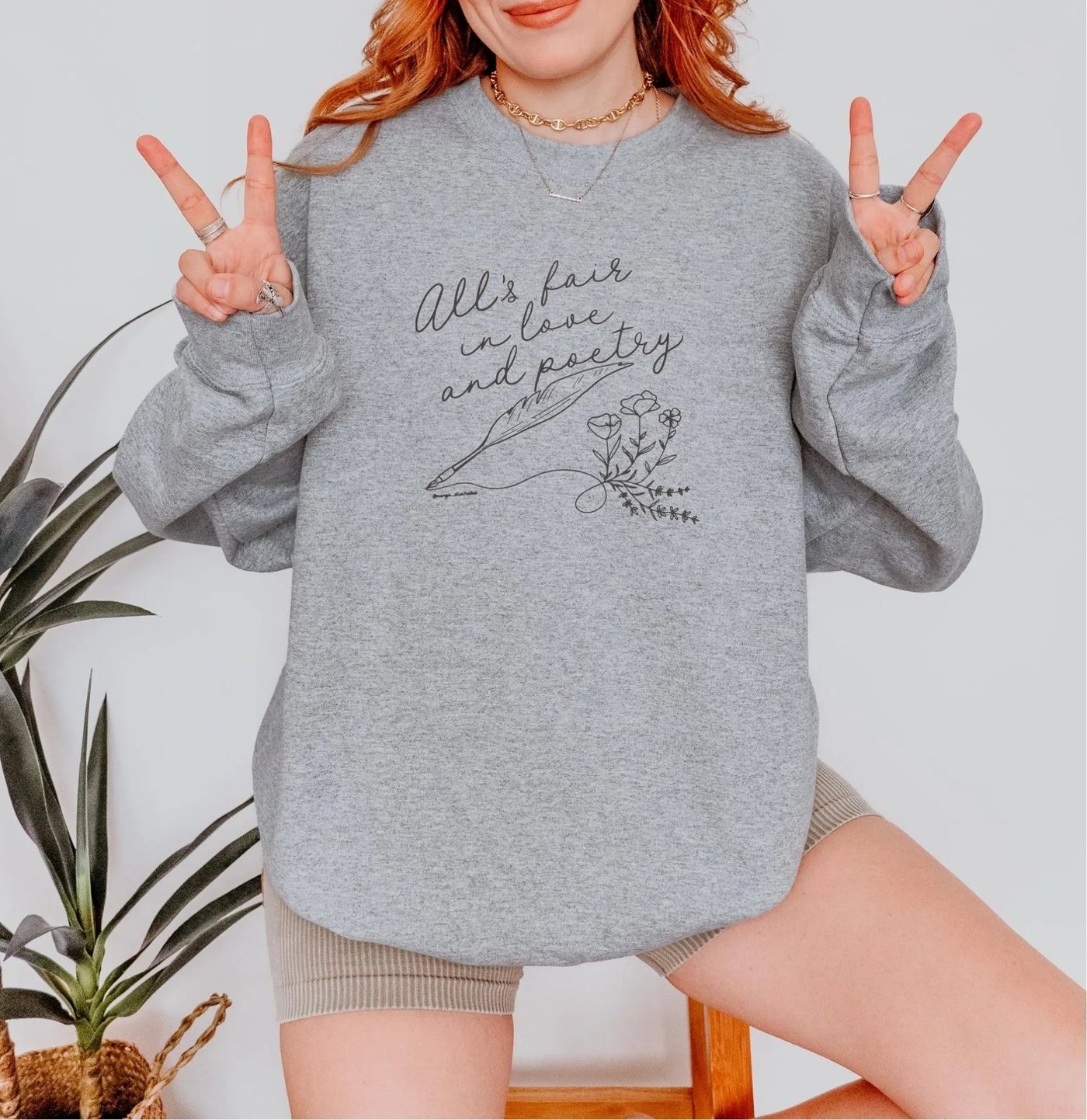 All's Fair in Love and Poetry Crewneck Sweatshirt - MangoIllustrated - Apparel