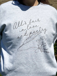 All's Fair in Love and Poetry Crewneck Sweatshirt - MangoIllustrated - Apparel