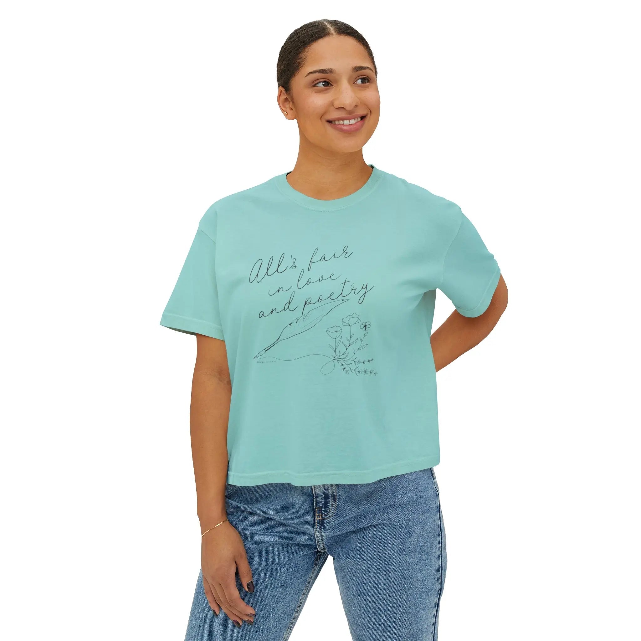 All's Fair in Love and Poetry Cropped Tee - MangoIllustrated - Apparel