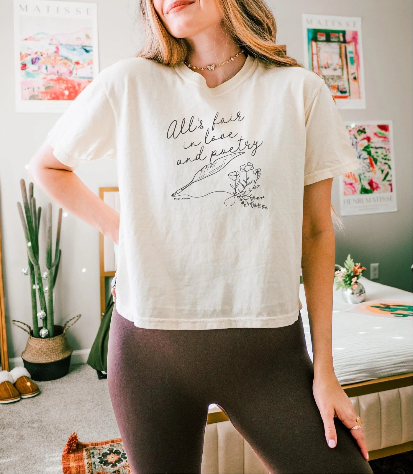 All's Fair in Love and Poetry Cropped Tee - MangoIllustrated - Apparel