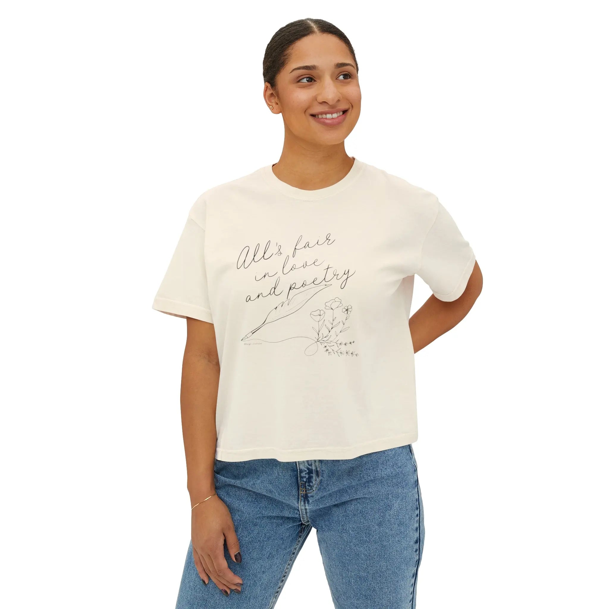 All's Fair in Love and Poetry Cropped Tee - MangoIllustrated - Apparel