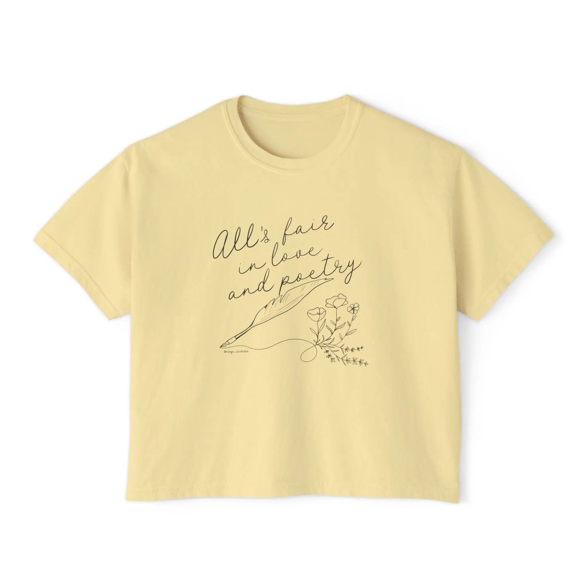 All's Fair in Love and Poetry Cropped Tee - MangoIllustrated - Apparel