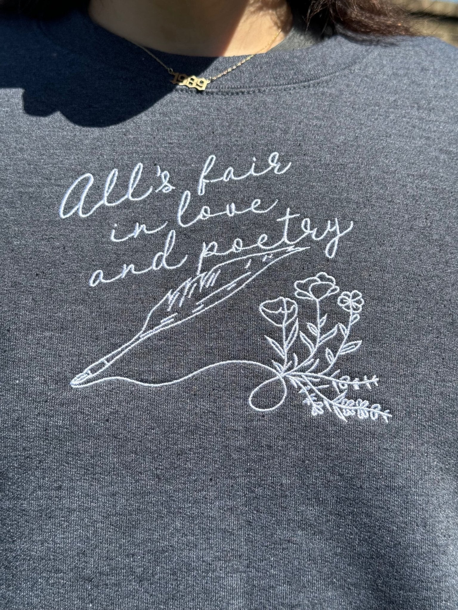 All's Fair in Love and Poetry embroidered sweatshirt - MangoIllustrated - Apparel