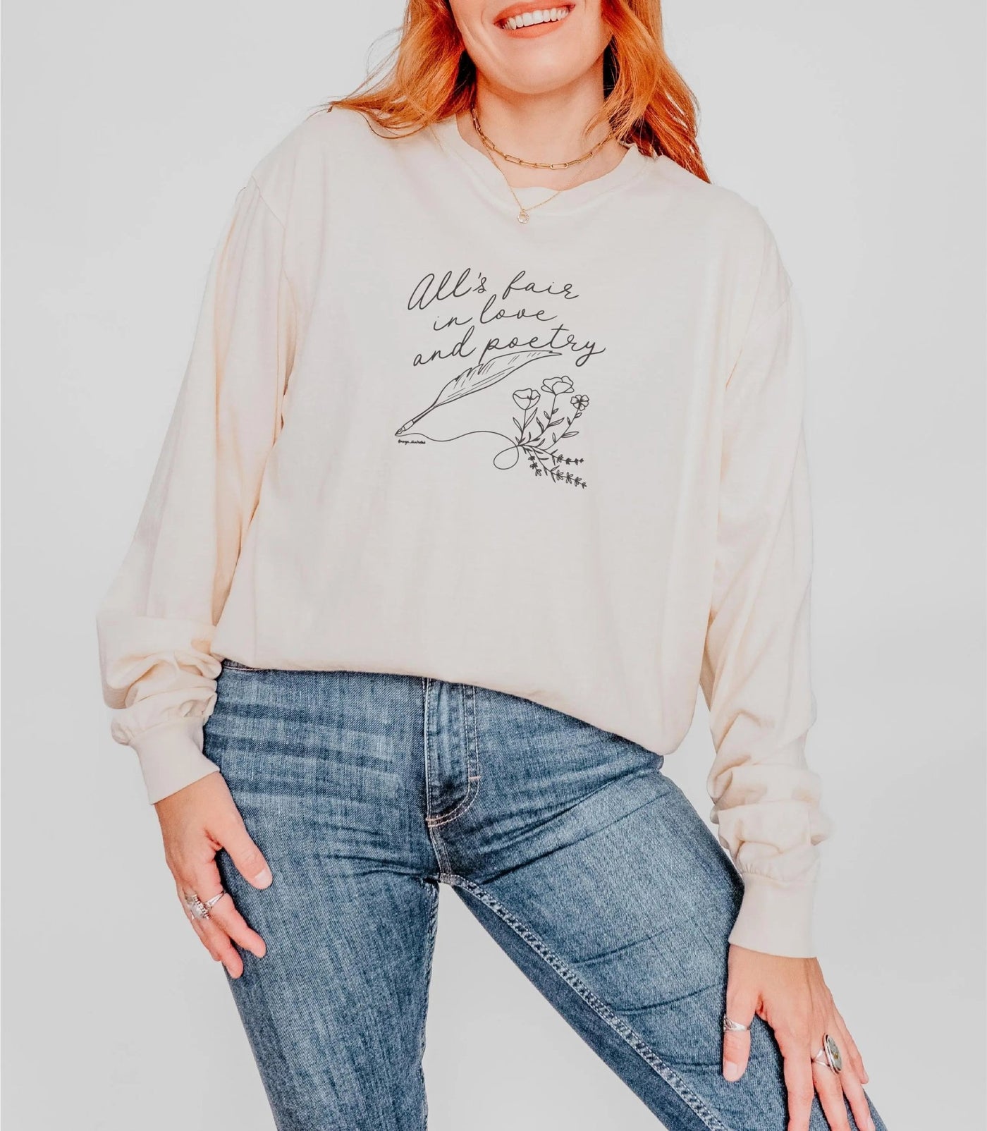 All's Fair in Love and Poetry Long Sleeve Tee - MangoIllustrated - Apparel