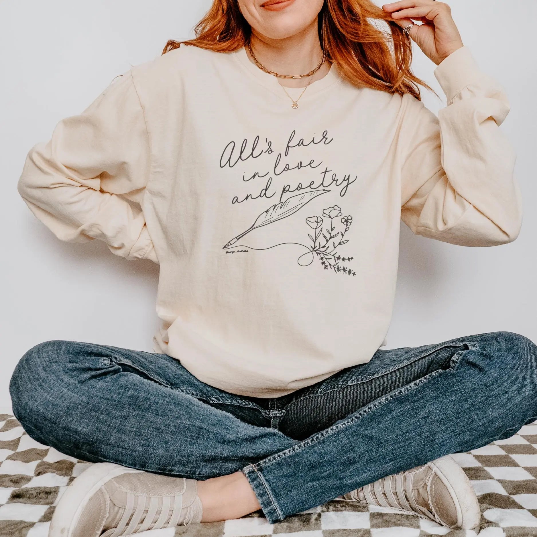 All's Fair in Love and Poetry Long Sleeve Tee - MangoIllustrated - Apparel