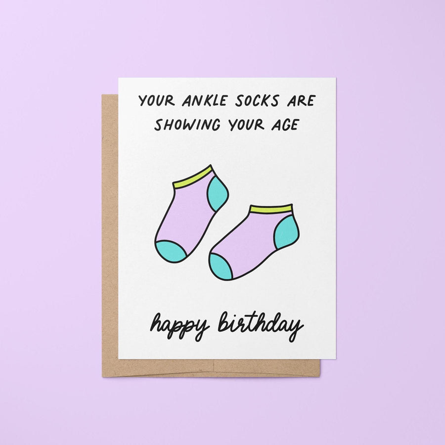 Ankle socks millennial birthday card - MangoIllustrated - Greeting Cards
