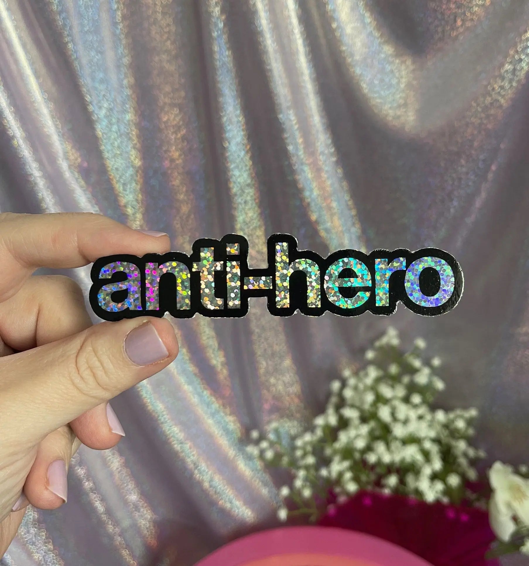 Anti - Hero holographic glitter sticker - MangoIllustrated - Sticker