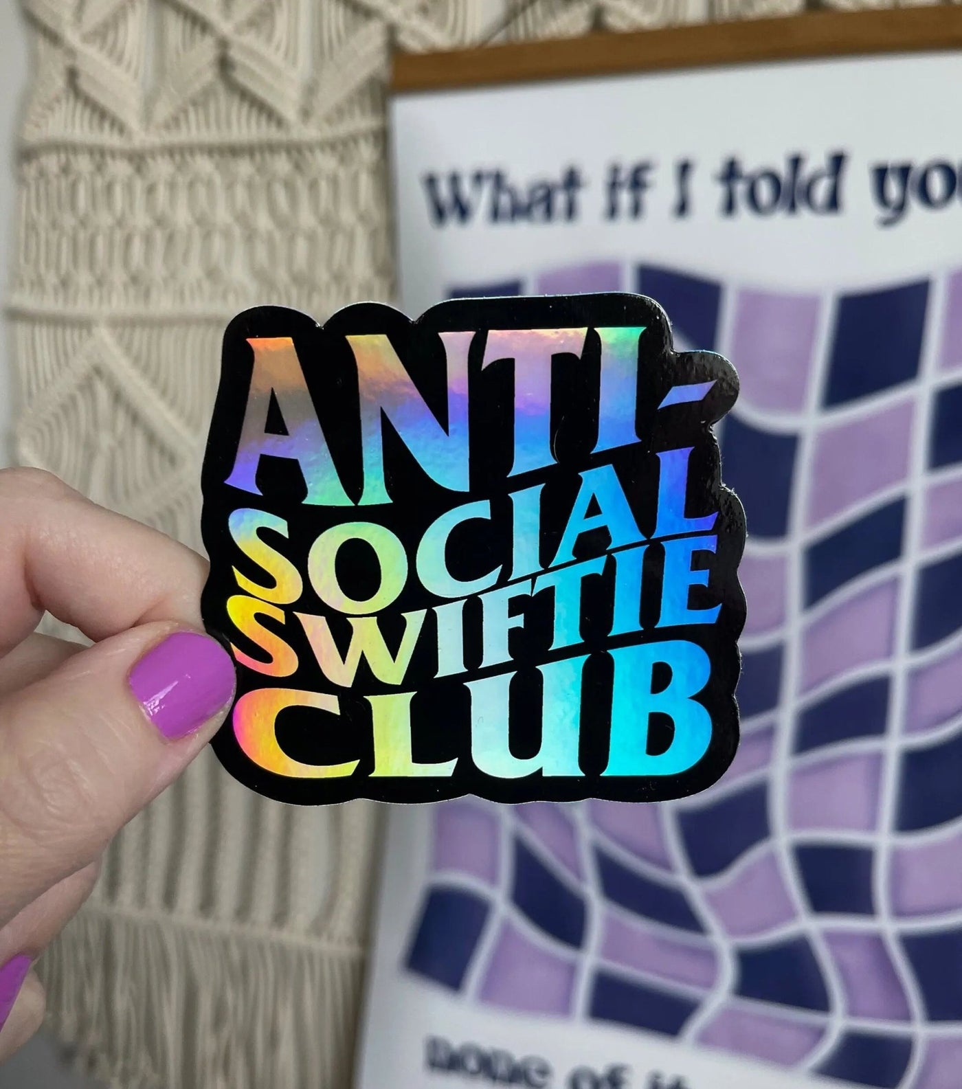 Anti - Social Swiftie Club holographic sticker - MangoIllustrated - Sticker